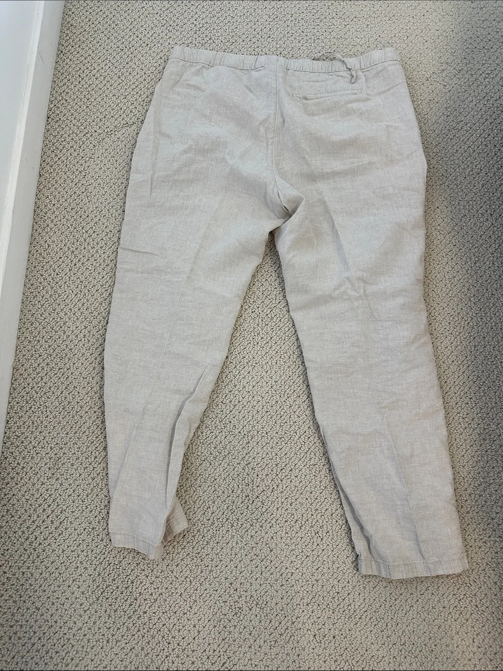 H&M Men's Drawstring Linen-Blend Pants in Light Cream